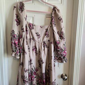 Arula Beautiful B Floral Babydoll Dress 2X NWT Puff Sleeve Cottagecore